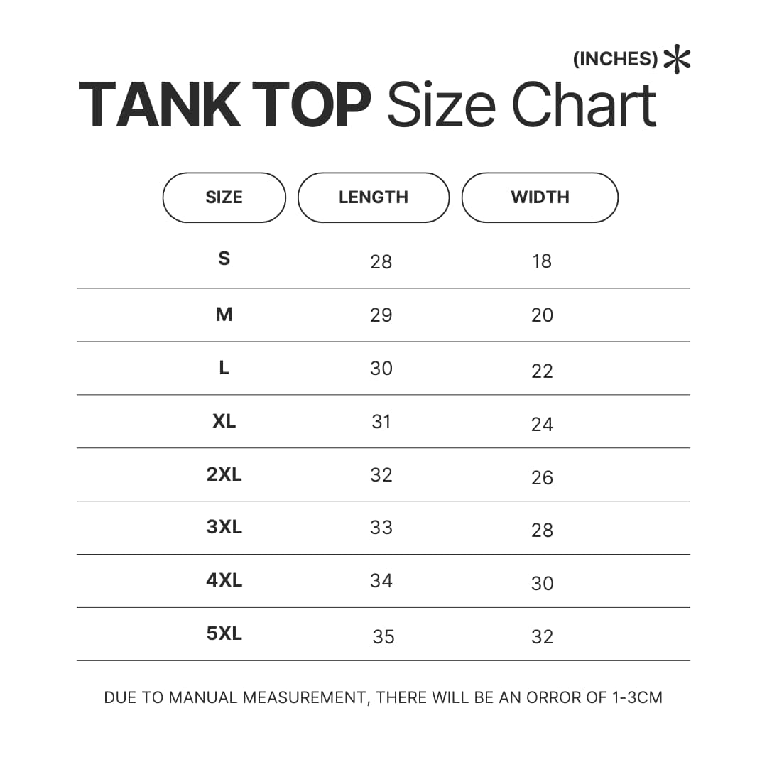 Tank Top Size Chart - Dragon Ball Z EU Store